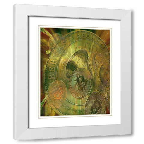 Grunge Bitcoin VI White Modern Wood Framed Art Print with Double Matting by Hunziker, Steve