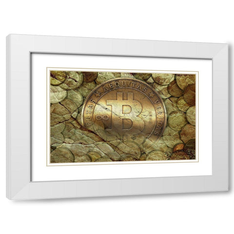 Bitcoin New Age I White Modern Wood Framed Art Print with Double Matting by Hunziker, Steve