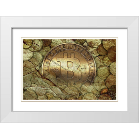 Bitcoin New Age I White Modern Wood Framed Art Print with Double Matting by Hunziker, Steve