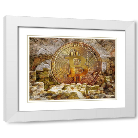 Bitcoin New Age III White Modern Wood Framed Art Print with Double Matting by Hunziker, Steve