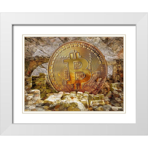 Bitcoin New Age III White Modern Wood Framed Art Print with Double Matting by Hunziker, Steve