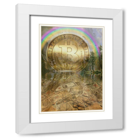 Bitcoin New Age IV White Modern Wood Framed Art Print with Double Matting by Hunziker, Steve