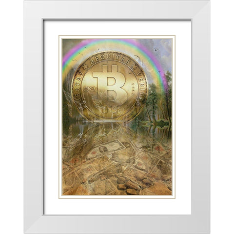 Bitcoin New Age IV White Modern Wood Framed Art Print with Double Matting by Hunziker, Steve