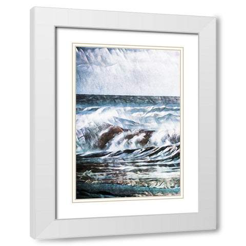 Stormy Seas Blue Ocean Breeze White Modern Wood Framed Art Print with Double Matting by Aldridge, Ashley