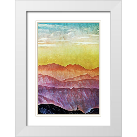 Coloured Summit Sunset II White Modern Wood Framed Art Print with Double Matting by Aldridge, Ashley