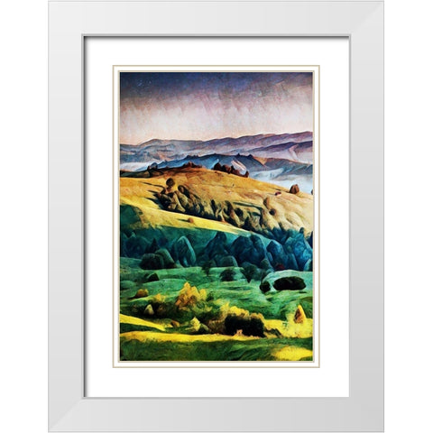 Misty Morning Mountains I White Modern Wood Framed Art Print with Double Matting by Aldridge, Ashley