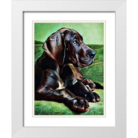 Great Dane Puppy Perfection White Modern Wood Framed Art Print with Double Matting by Aldridge, Ashley
