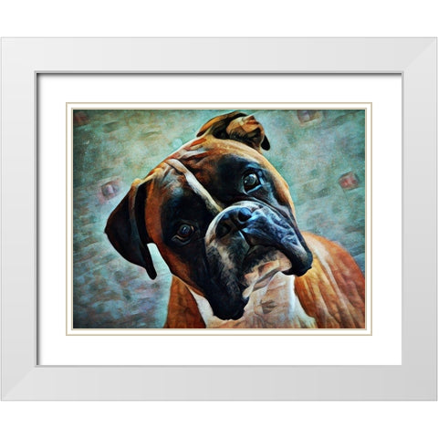 German Boxer Intrigue White Modern Wood Framed Art Print with Double Matting by Aldridge, Ashley