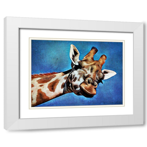 Giraffe High Blue Sky  White Modern Wood Framed Art Print with Double Matting by Aldridge, Ashley