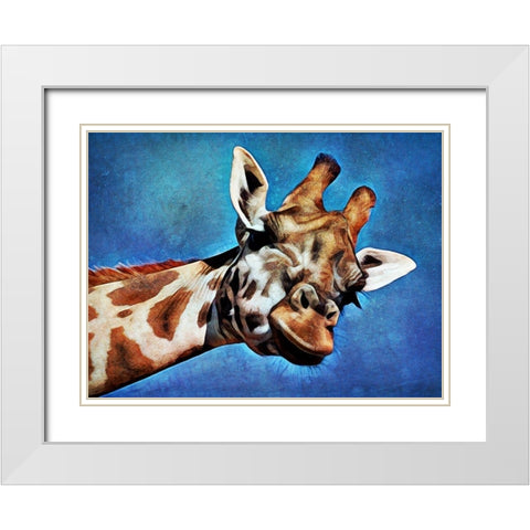 Giraffe High Blue Sky  White Modern Wood Framed Art Print with Double Matting by Aldridge, Ashley