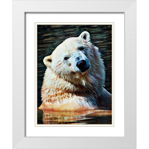 Polar Bear Bath Time White Modern Wood Framed Art Print with Double Matting by Aldridge, Ashley