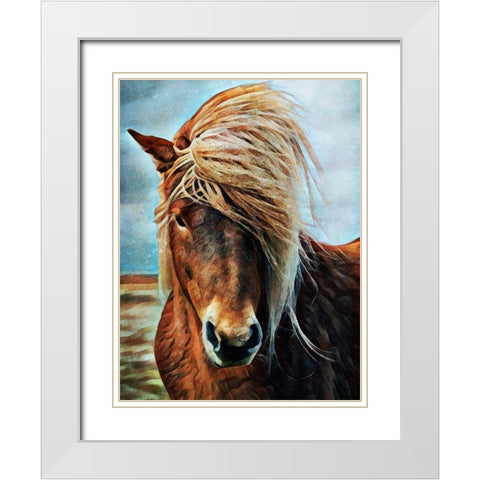 Icelandic Horse Wind Blown Blonde White Modern Wood Framed Art Print with Double Matting by Aldridge, Ashley