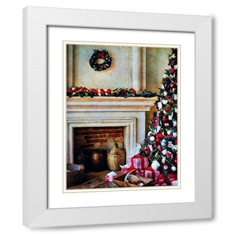 The Christmas By the Fireplace White Modern Wood Framed Art Print with Double Matting by Aldridge, Ashley
