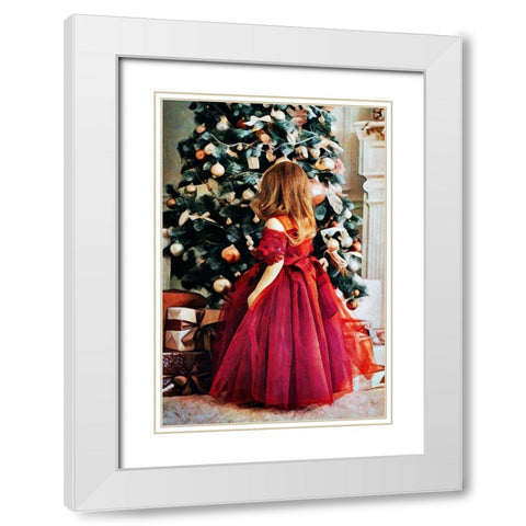 Red Dress for Christmas White Modern Wood Framed Art Print with Double Matting by Aldridge, Ashley