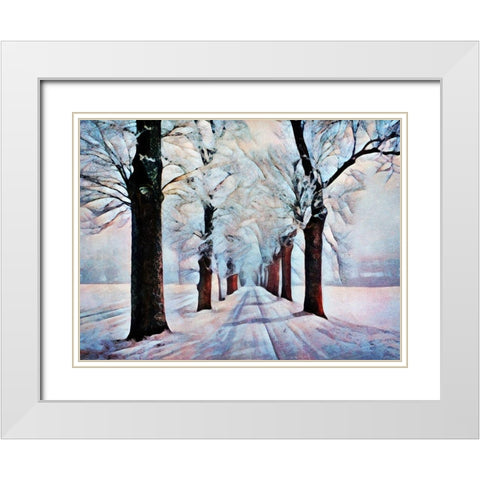 Walk Down Winter Lane White Modern Wood Framed Art Print with Double Matting by Aldridge, Ashley