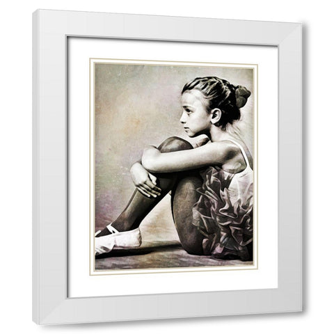 Black and White Ballerina II White Modern Wood Framed Art Print with Double Matting by Aldridge, Ashley