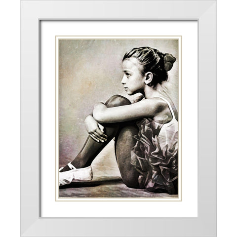 Black and White Ballerina II White Modern Wood Framed Art Print with Double Matting by Aldridge, Ashley
