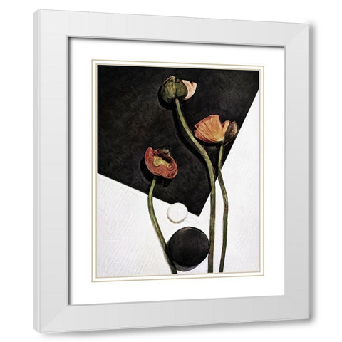 Modern Poppy Arrangement I White Modern Wood Framed Art Print with Double Matting by Aldridge, Ashley