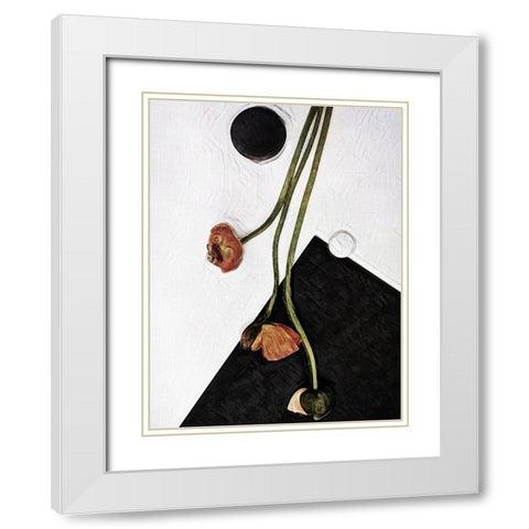 Modern Poppy Arrangement II White Modern Wood Framed Art Print with Double Matting by Aldridge, Ashley