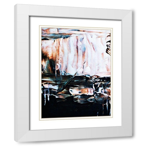 Burnt White On Black Abstract White Modern Wood Framed Art Print with Double Matting by Aldridge, Ashley