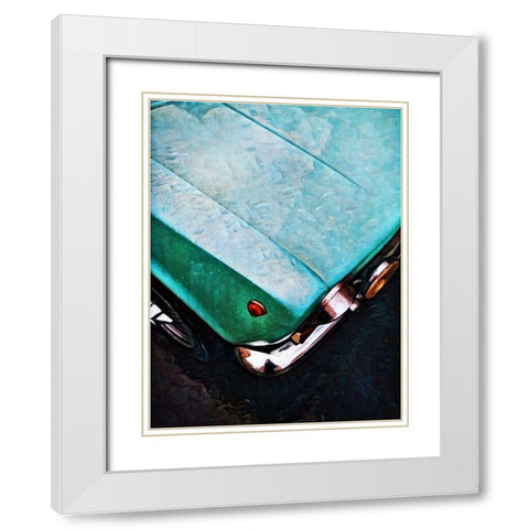 Turquoise Car Close-up White Modern Wood Framed Art Print with Double Matting by Aldridge, Ashley