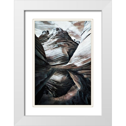 Layered Rock Reflected White Modern Wood Framed Art Print with Double Matting by Aldridge, Ashley