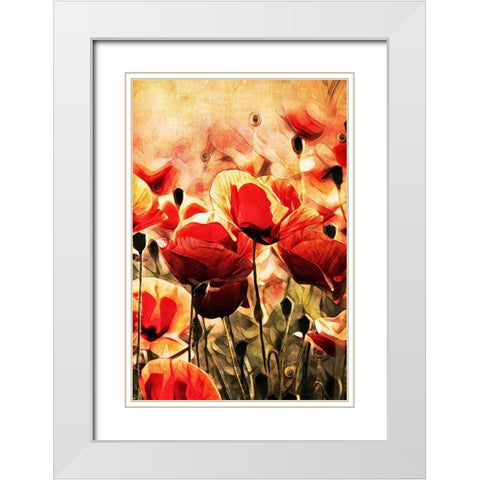 Poppy Fields In Focus II White Modern Wood Framed Art Print with Double Matting by Aldridge, Ashley