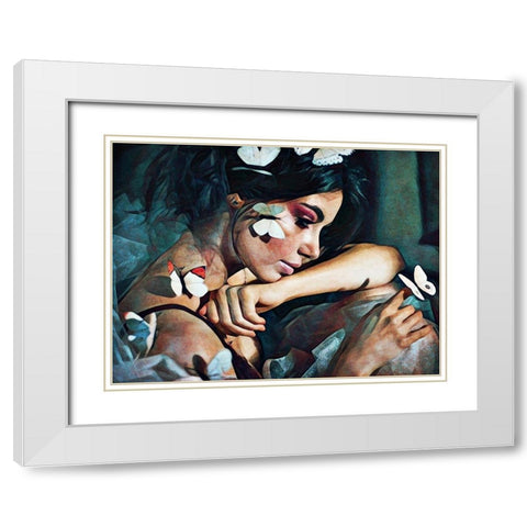Butterfly Beautiful White Modern Wood Framed Art Print with Double Matting by Aldridge, Ashley