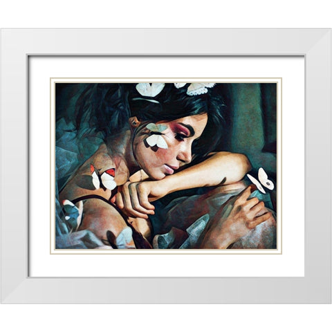 Butterfly Beautiful White Modern Wood Framed Art Print with Double Matting by Aldridge, Ashley