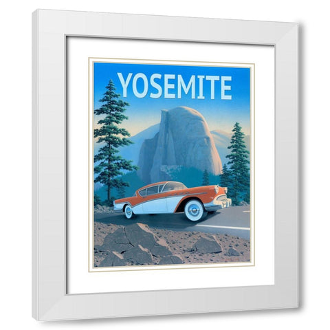 Yosemite with Text White Modern Wood Framed Art Print with Double Matting by Courtney, Richard