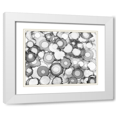 Black Circles White Modern Wood Framed Art Print with Double Matting by Curinga, Kim