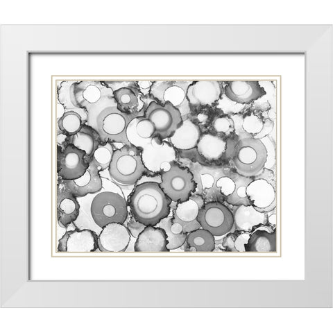 Black Circles White Modern Wood Framed Art Print with Double Matting by Curinga, Kim