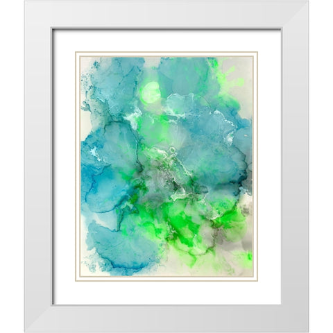 Turquoise Crystal White Modern Wood Framed Art Print with Double Matting by Curinga, Kim