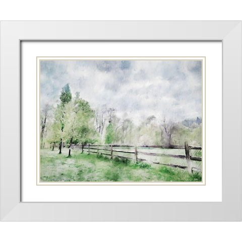 Scenic Fence White Modern Wood Framed Art Print with Double Matting by Curinga, Kim
