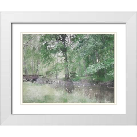 Gazebo in the Woods White Modern Wood Framed Art Print with Double Matting by Curinga, Kim