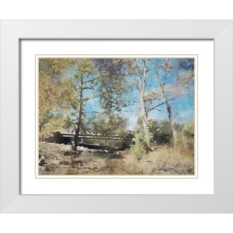 Autumn Bridge White Modern Wood Framed Art Print with Double Matting by Curinga, Kim