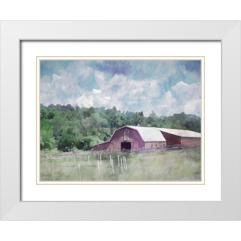 Barn in the Pasture White Modern Wood Framed Art Print with Double Matting by Curinga, Kim