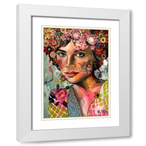 Innocent Flower Girl White Modern Wood Framed Art Print with Double Matting by Eaton, Winnie