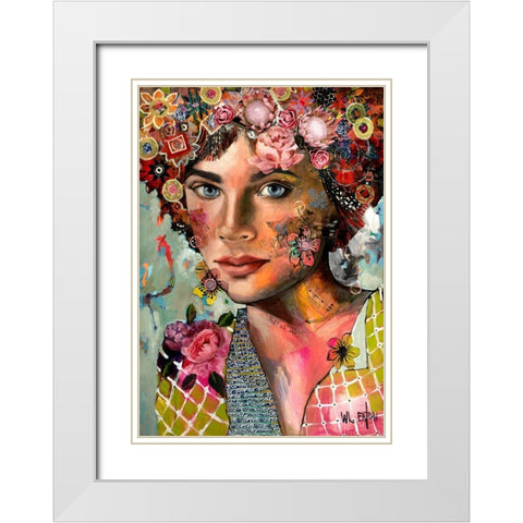 Innocent Flower Girl White Modern Wood Framed Art Print with Double Matting by Eaton, Winnie