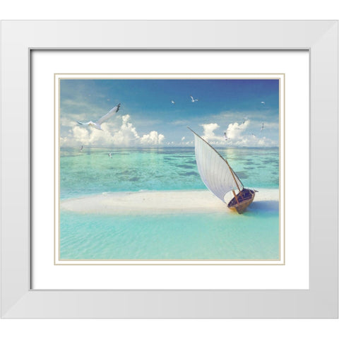 Tropical Shangrila III White Modern Wood Framed Art Print with Double Matting by Hunziker, Steve