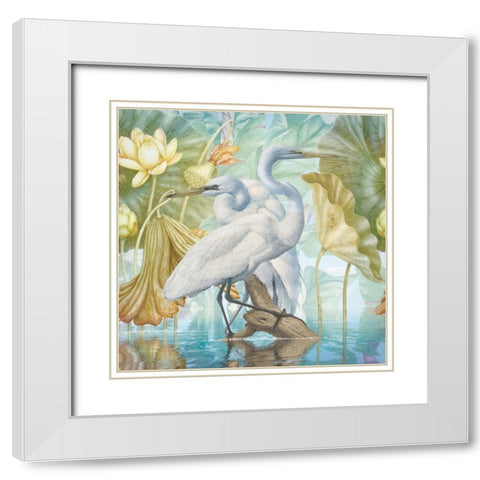 Water Walkers I White Modern Wood Framed Art Print with Double Matting by Hunziker, Steve