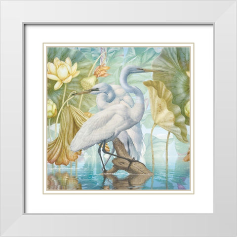 Water Walkers I White Modern Wood Framed Art Print with Double Matting by Hunziker, Steve