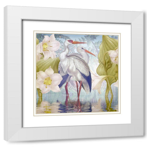 Water Walkers III White Modern Wood Framed Art Print with Double Matting by Hunziker, Steve