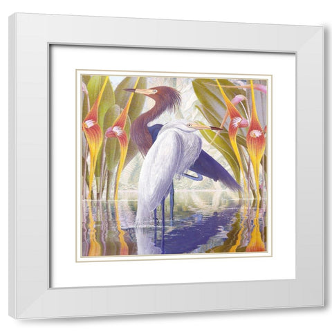 Water Walkers IV White Modern Wood Framed Art Print with Double Matting by Hunziker, Steve