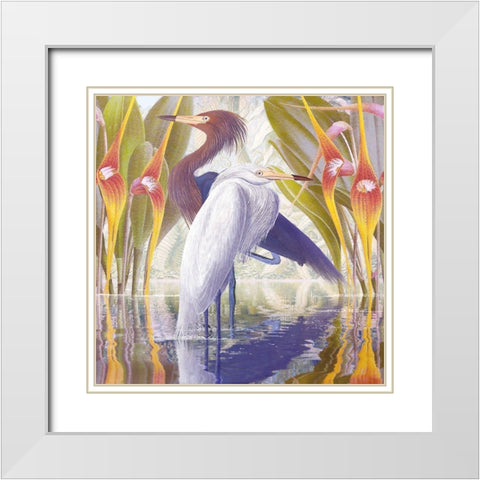 Water Walkers IV White Modern Wood Framed Art Print with Double Matting by Hunziker, Steve
