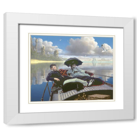 Lofty Relaxers White Modern Wood Framed Art Print with Double Matting by Hunziker, Steve