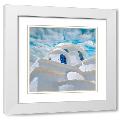 Grecian Blue III White Modern Wood Framed Art Print with Double Matting by Hunziker, Steve
