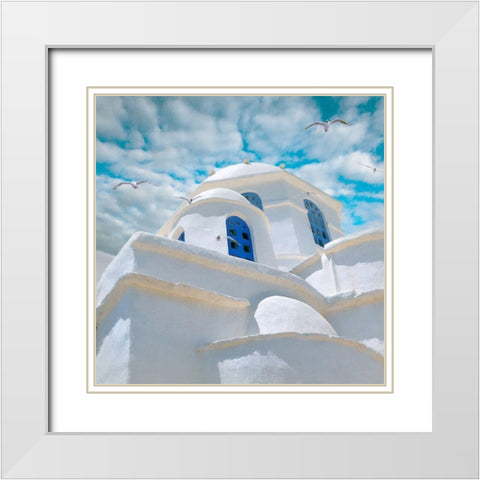 Grecian Blue III White Modern Wood Framed Art Print with Double Matting by Hunziker, Steve