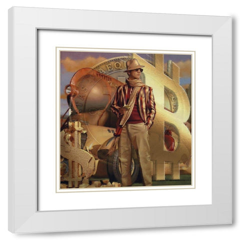 Bitcoin Deco XI White Modern Wood Framed Art Print with Double Matting by Hunziker, Steve