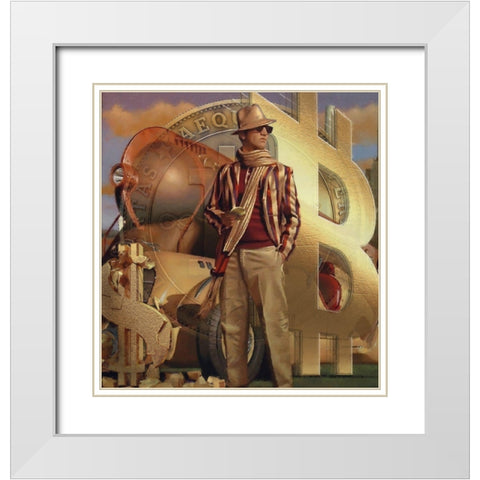Bitcoin Deco XI White Modern Wood Framed Art Print with Double Matting by Hunziker, Steve